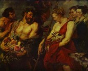 Peter Paul Rubens and Frans Snyders (the animals and fruit). Diana Returning from the Chase. 1616-1617. Oil on canvas. Alte Meister Gallerie, Dresden, Germany
